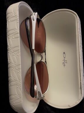 Oakley White Frame leather, purple/brownish tint, never worn NEW!!!